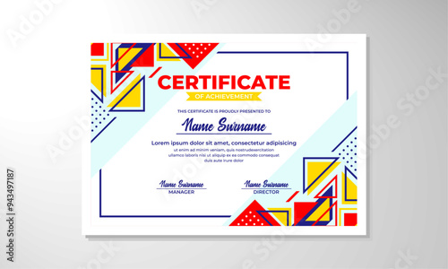 Modern flat certificate design template