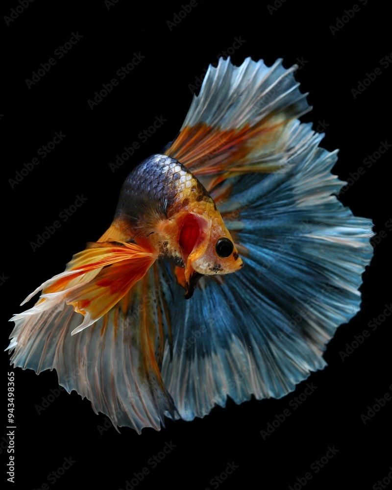 Dancing halfmoon bettafish multicolor with a black background, 27 August 2024 Indonesia Dancing halfmoon bettafish multicolor with a black background, 27 August 2024 Indonesia