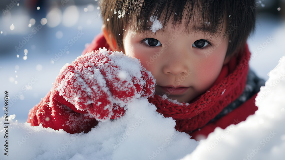 雪遊びをする少年 雪遊びをする少年