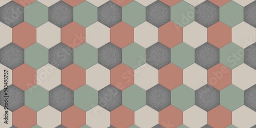 Colorful marble hexagon tiles. Beige and brown,black and green  for home decor.