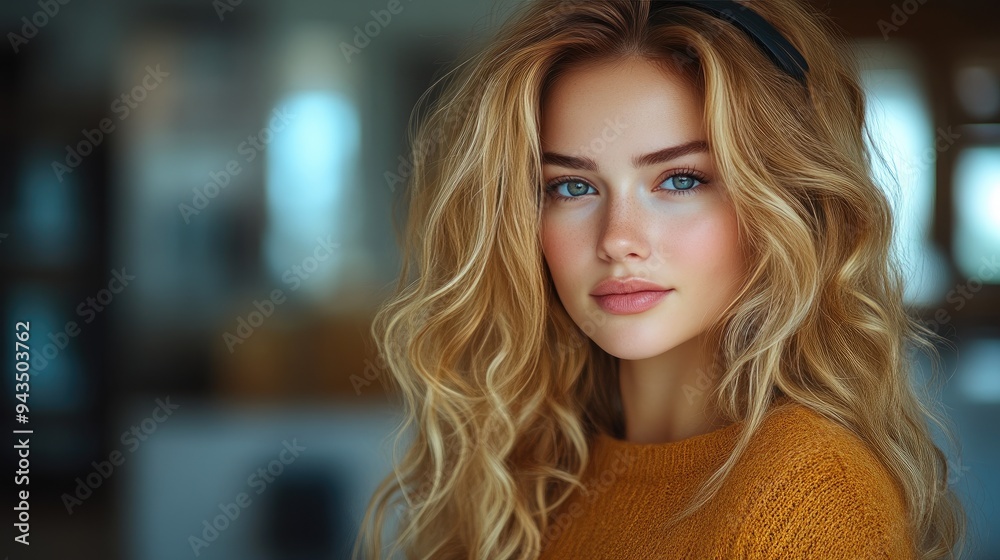 Portrait of a Smiling Curly-Haired Woman Portrait of a Smiling Curly-Haired Woman