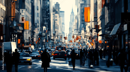 Wallpaper Mural Busy city street with pedestrians and traffic Torontodigital.ca