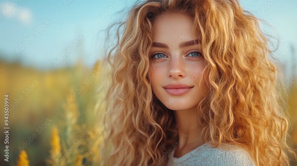 Young Woman with Beautiful Curly Hair Close-Up Young Woman with Beautiful Curly Hair Close-Up