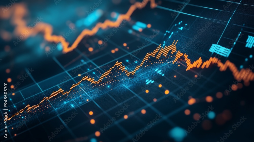 Digital Data Visualization, Financial Graph Digital Data Visualization, Financial Graph