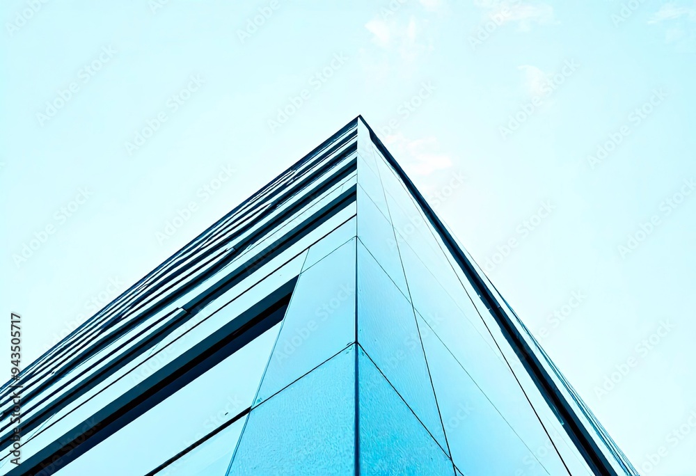 Looking Up modern high-rise office buildings with blue sky in the background, ai Looking Up modern high-rise office buildings with blue sky in the background, ai