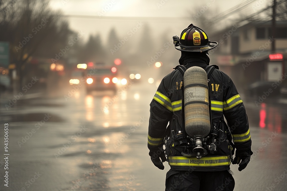 Fireman in Action Fighting Fire Fireman in Action Fighting Fire