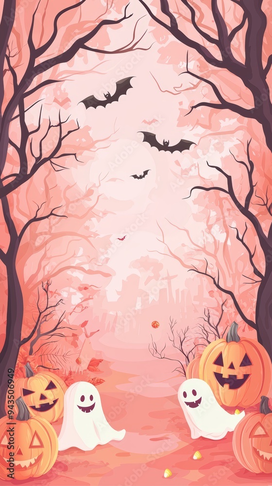 Halloween ghosts in forest