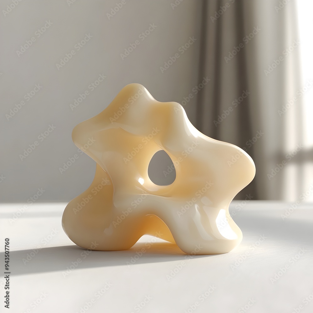 Handcrafted Resin Sculpture with Organic Abstract Shape on Soft-Lit Surface Handcrafted Resin Sculpture with Organic Abstract Shape on Soft-Lit Surface