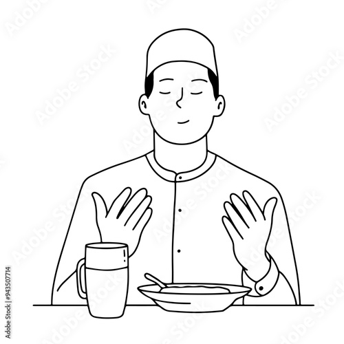 Muslim man praying before iftar