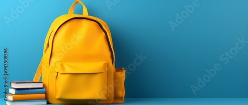 Yellow Backpack and Books: Back to School Essentials photo