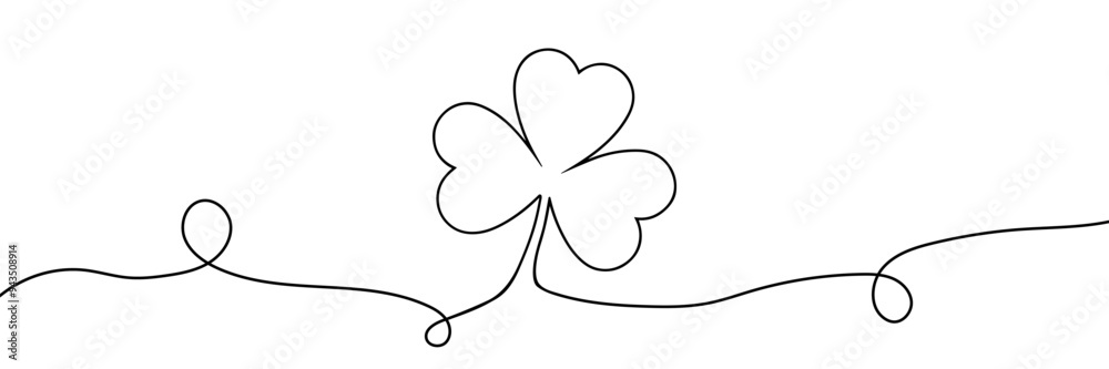 One line drawing. Continuous line art. Clover leaf or shamrock. Hand drawn minimalistic design for simple logo, icon or emblem for St. Patrick Day. Editable stroke. One line drawing. Continuous line art. Clover leaf or shamrock. Hand drawn minimalistic design for simple logo, icon or emblem for St. Patrick Day. Editable stroke.