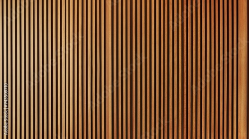 A close-up shot of a brown wooden slat wall with a repeating pattern.