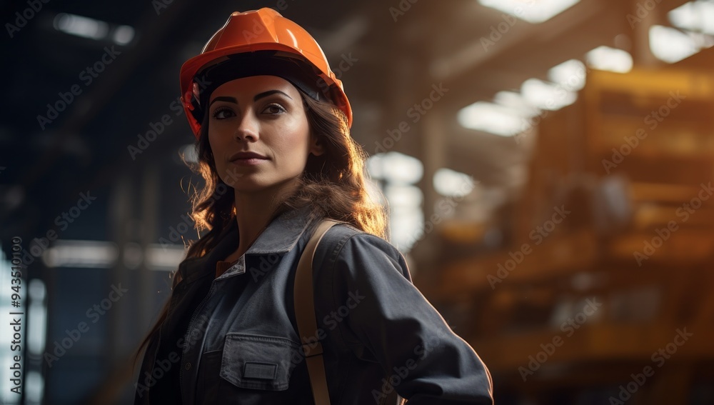 Confident Woman Construction Worker in Hard Hat
