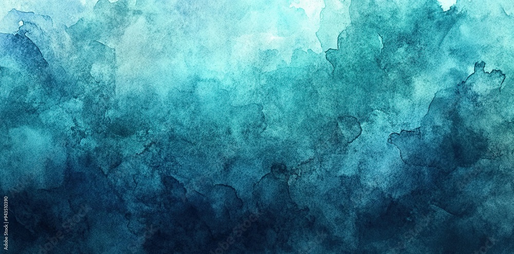 Obraz premium Abstract teal watercolor background with dark blue and turquoise tones.