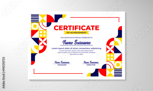 Modern flat certificate design template