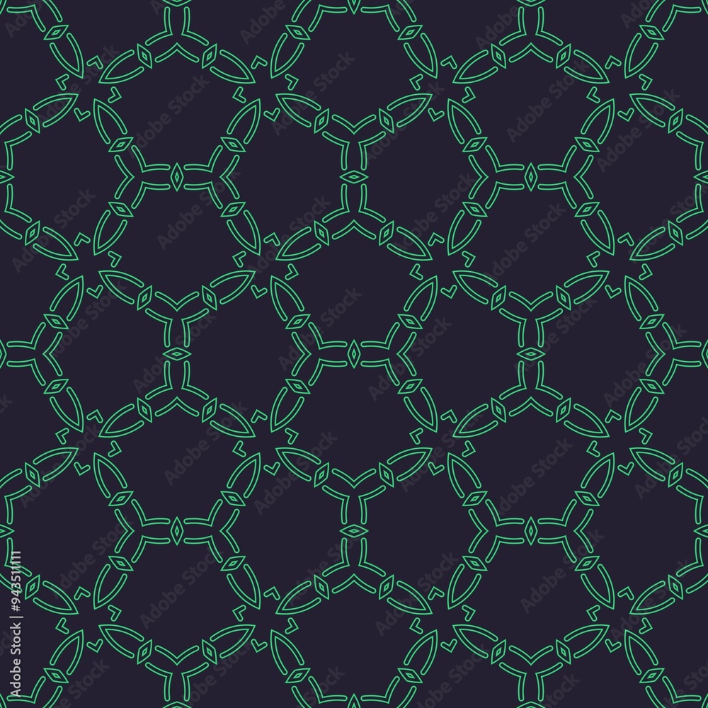 Fototapeta premium Geomatric seamless pattern in green and black. Repeating structure.