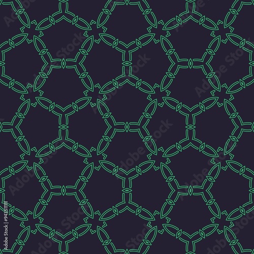 Geomatric seamless pattern in green and black. Repeating structure.