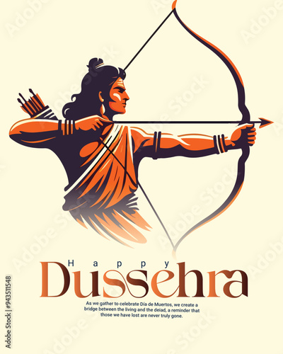 Happy Dussehra and Subh Vijayadashami with ravan dahan social media post banner template photo