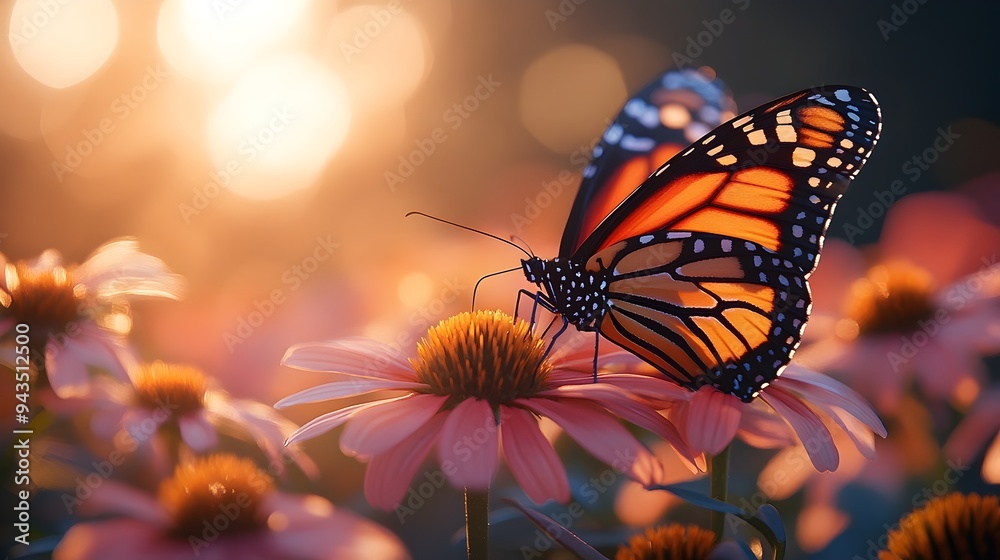 Butterfly on Flower - Beautiful Monarch Butterfly Pollinating a Coneflower in Nature with Brown Tones and Vibrant Flora for Stunning Outdoor Photography Butterfly on Flower - Beautiful Monarch Butterfly Pollinating a Coneflower in Nature with Brown Tones and Vibrant Flora for Stunning Outdoor Photography