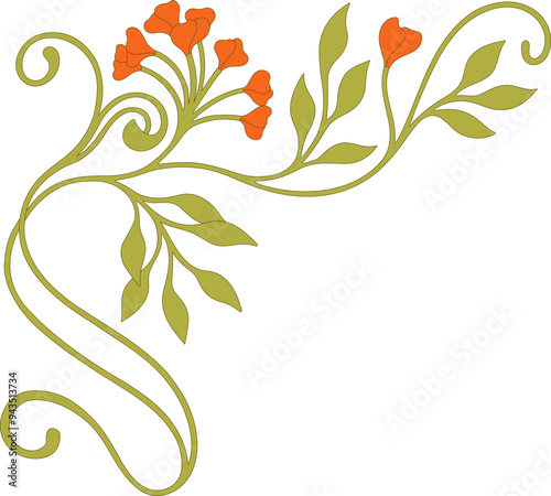 Art Nouveau floral element. Decorative element. Vector.