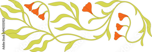 Art Nouveau floral element. Decorative element. Vector.