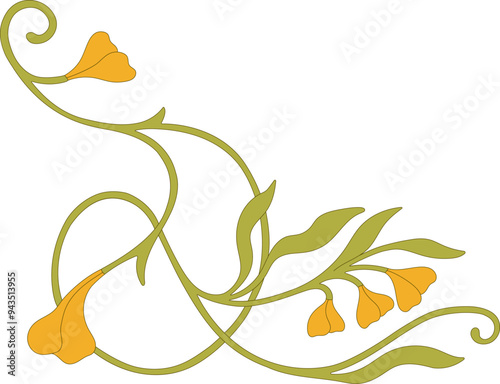 Art Nouveau floral element. Decorative element. Vector.