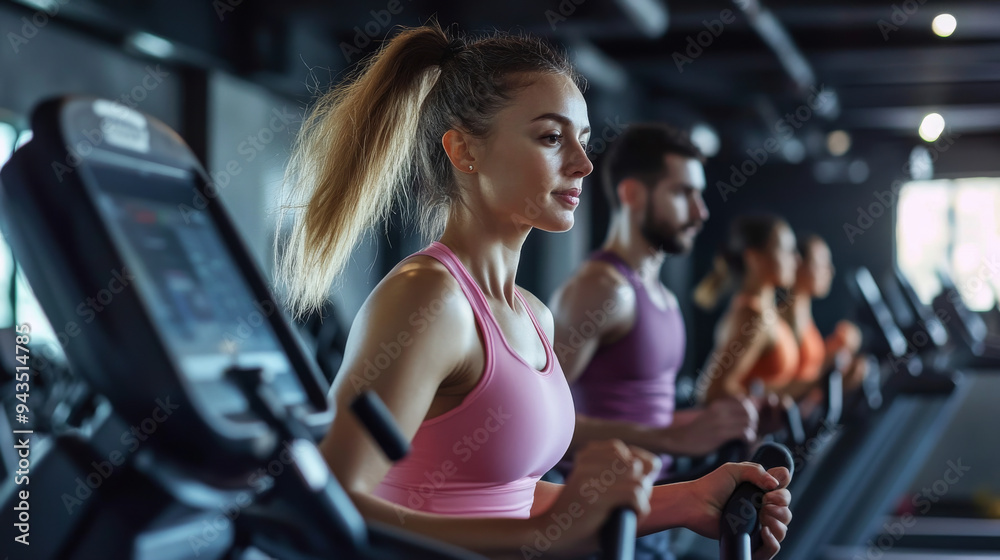 Fitness enthusiasts working out in a modern gym Fitness enthusiasts working out in a modern gym