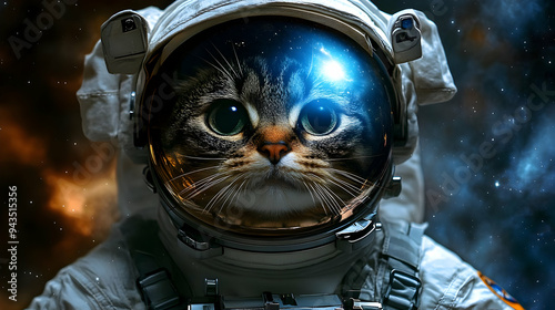 A cat wearing an astronaut ...