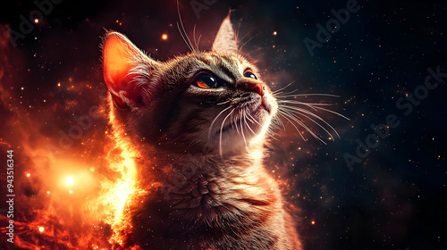 A cat with glowing fur look...
