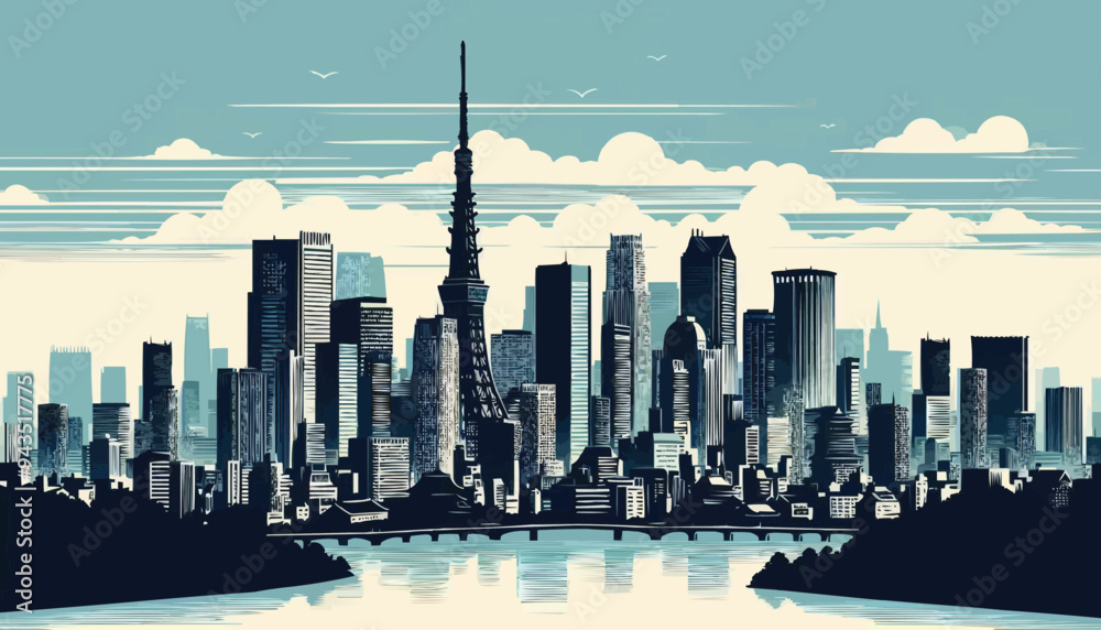 Fototapeta premium Shanghai China city skyline vector silhouette 