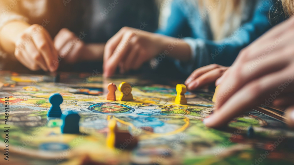 Friends having a game night with board games Friends having a game night with board games
