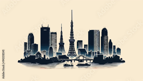 Shanghai China city skyline vector silhouette
