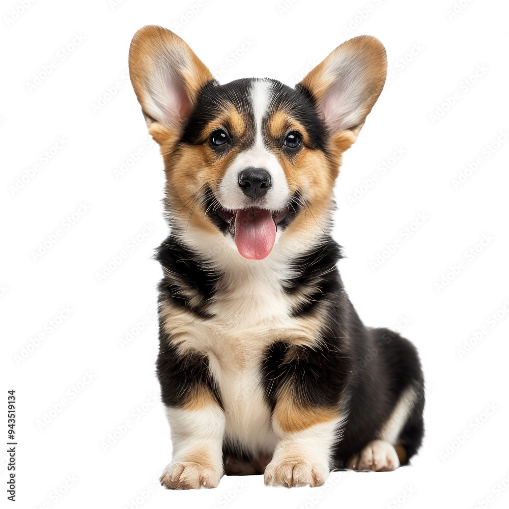 Happy 14-week-old Welsh Corgi puppy winking. Isolated on transparent background. PNG design element. Happy 14-week-old Welsh Corgi puppy winking. Isolated on transparent background. PNG design element.
