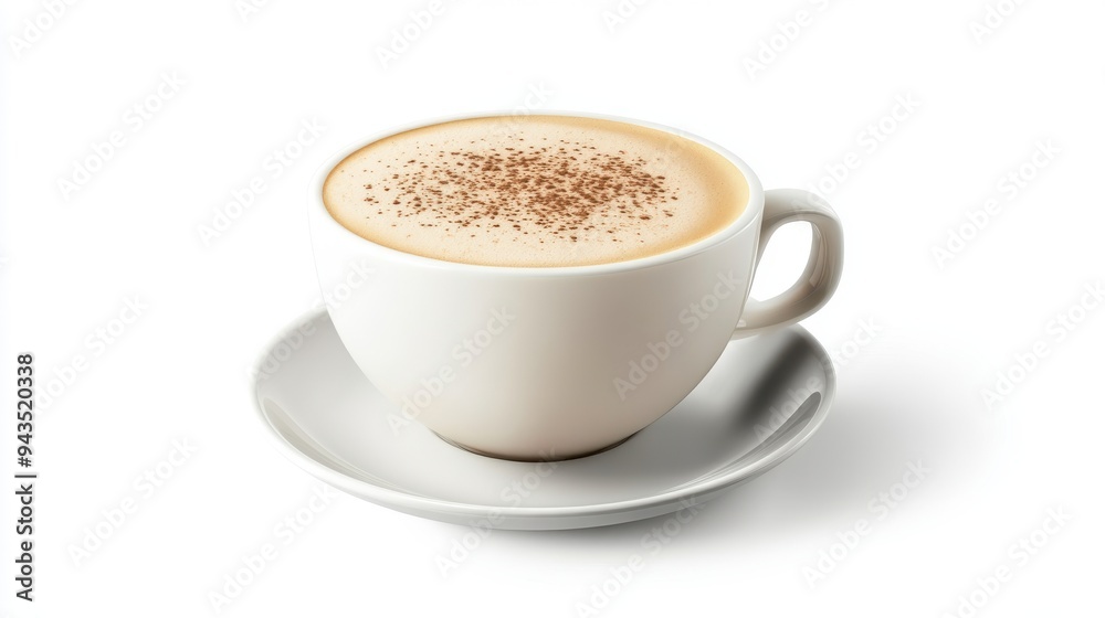 A cappuccino with frothy milk, coffee element, 3D illustration, smooth and creamy, isolated on white background A cappuccino with frothy milk, coffee element, 3D illustration, smooth and creamy, isolated on white background