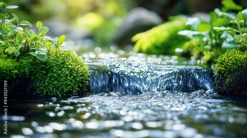 Tranquil Creek Flowing Through Lush Greenery Tranquil Creek Flowing Through Lush Greenery
