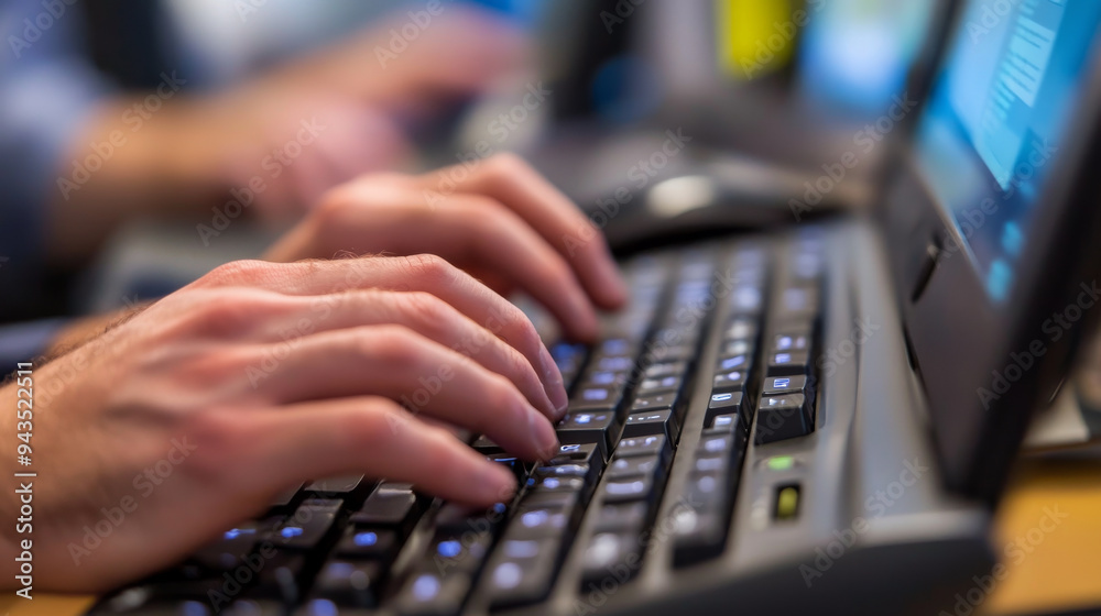 A man is typing on a laptop keyboard A man is typing on a laptop keyboard