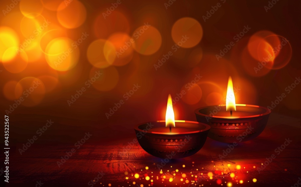 Two lit diyas glow Two lit diyas glow