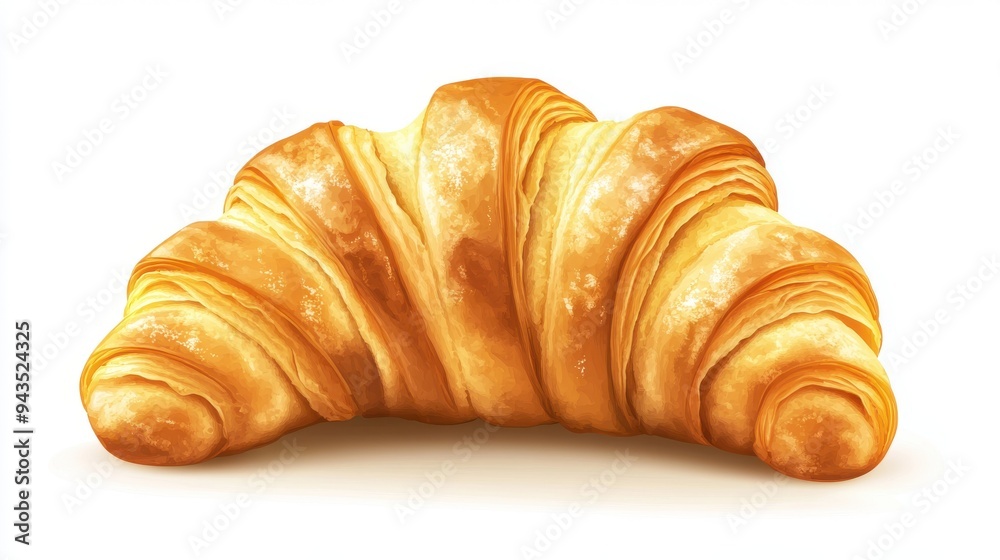 A freshly baked croissant, bakery element, realistic style, golden brown, isolated on white background A freshly baked croissant, bakery element, realistic style, golden brown, isolated on white background