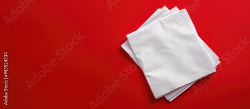 Obraz na płótnie Top view white paper napkins contrast against a bold red backdrop offering ample copy space image w salonie