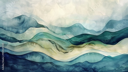 Wallpaper Mural Fluid Curves and Waves Forming an Abstract Landscape Torontodigital.ca