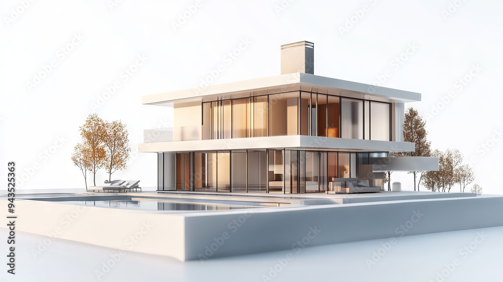 A 3D rendering of a modern villa, depicted in isolation. --ar 16:9 --v 6.1 Job ID: 852ed237-1988-47e7-9467-3778201d3b09 A 3D rendering of a modern villa, depicted in isolation. --ar 16:9 --v 6.1 Job ID: 852ed237-1988-47e7-9467-3778201d3b09