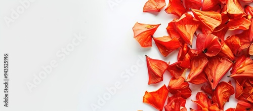 Crispy pieces of ivy gourd or scarlet gourd on a white backdrop with copy space image also called Coccinia Grandis photo