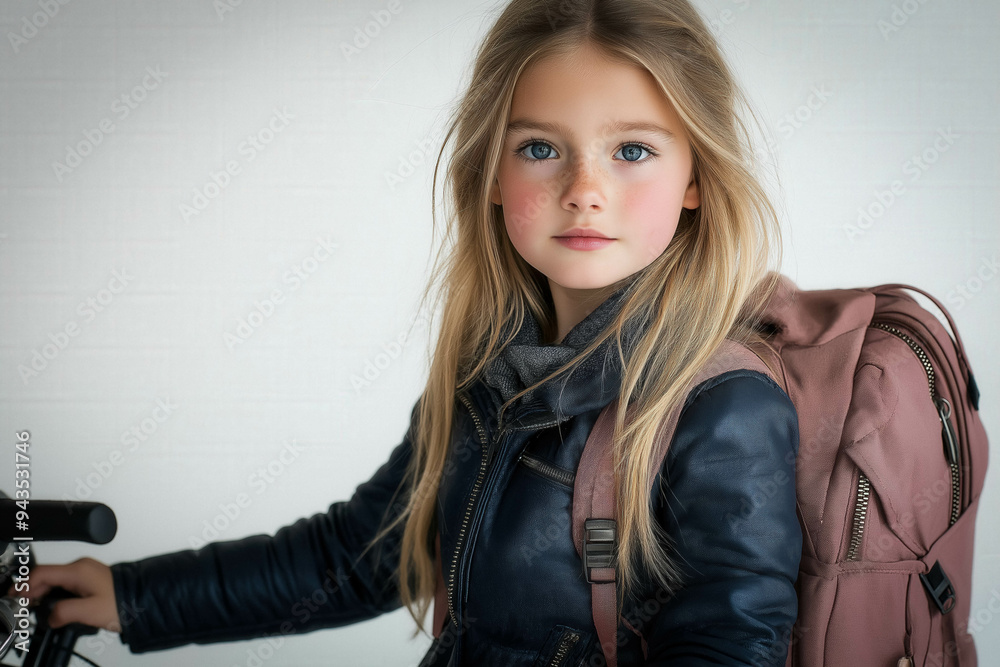Girl On Bicycle On White Background Girl On Bicycle On White Background