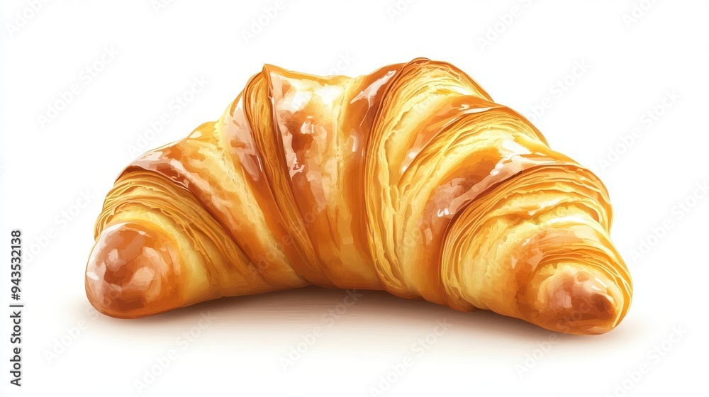 A freshly baked croissant, bakery element, realistic style, golden brown, isolated on white background A freshly baked croissant, bakery element, realistic style, golden brown, isolated on white background
