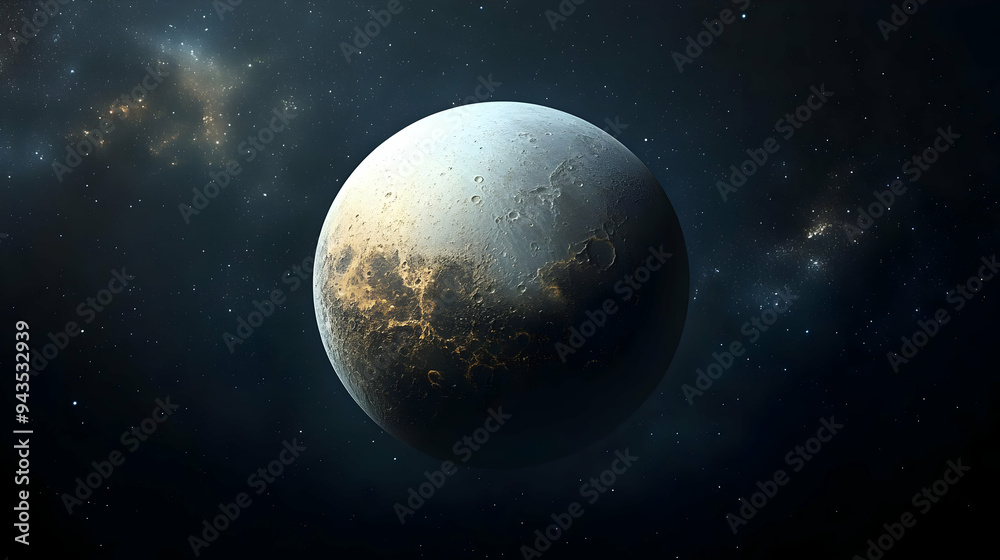 Fototapeta premium A close-up view of a large, cratered, and rocky celestial body in space.