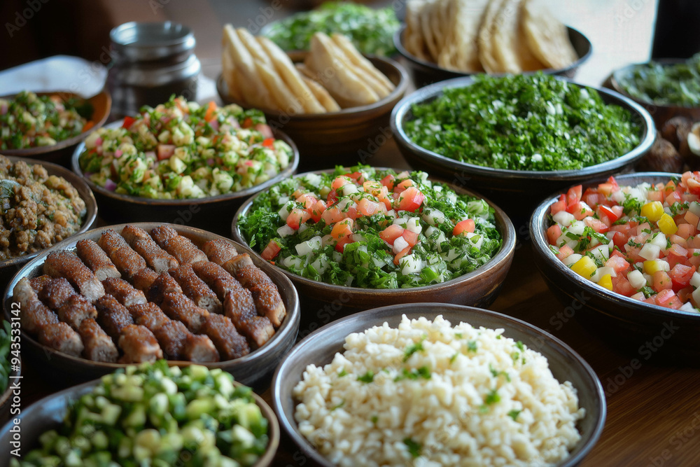 Palestinian Food, Served On A Table Palestinian Food, Served On A Table