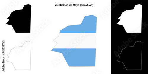 Veinticinco de Mayo department (Rio Negro) outline map set photo