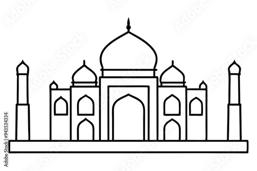 Elegant mosque silhouette vector line art illustration