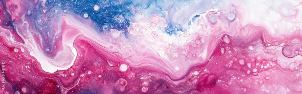 Vibrant fluid art creation blending pink and blue colors in abstract design Vibrant fluid art creation blending pink and blue colors in abstract design