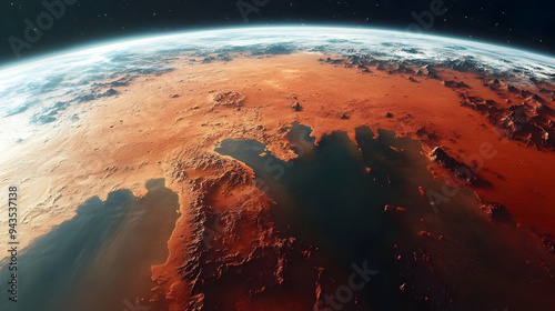 A close-up view of Mars wit...